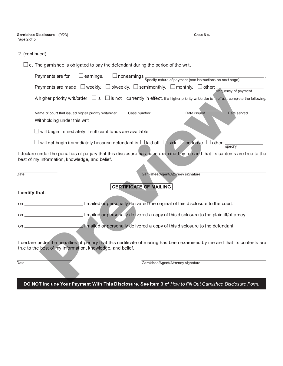 page 1 Garnishee Disclosure preview