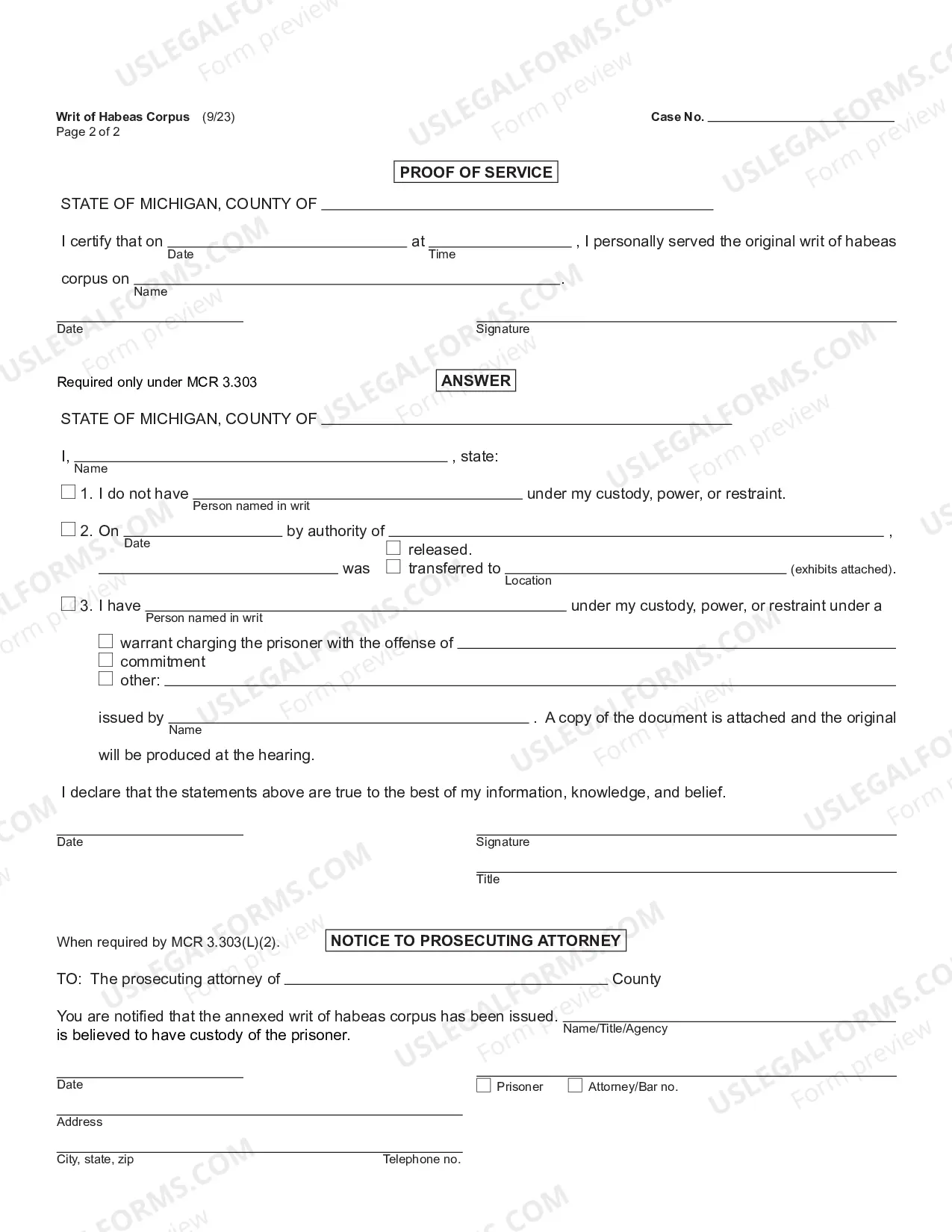 Preview Writ of Habeas Corpus