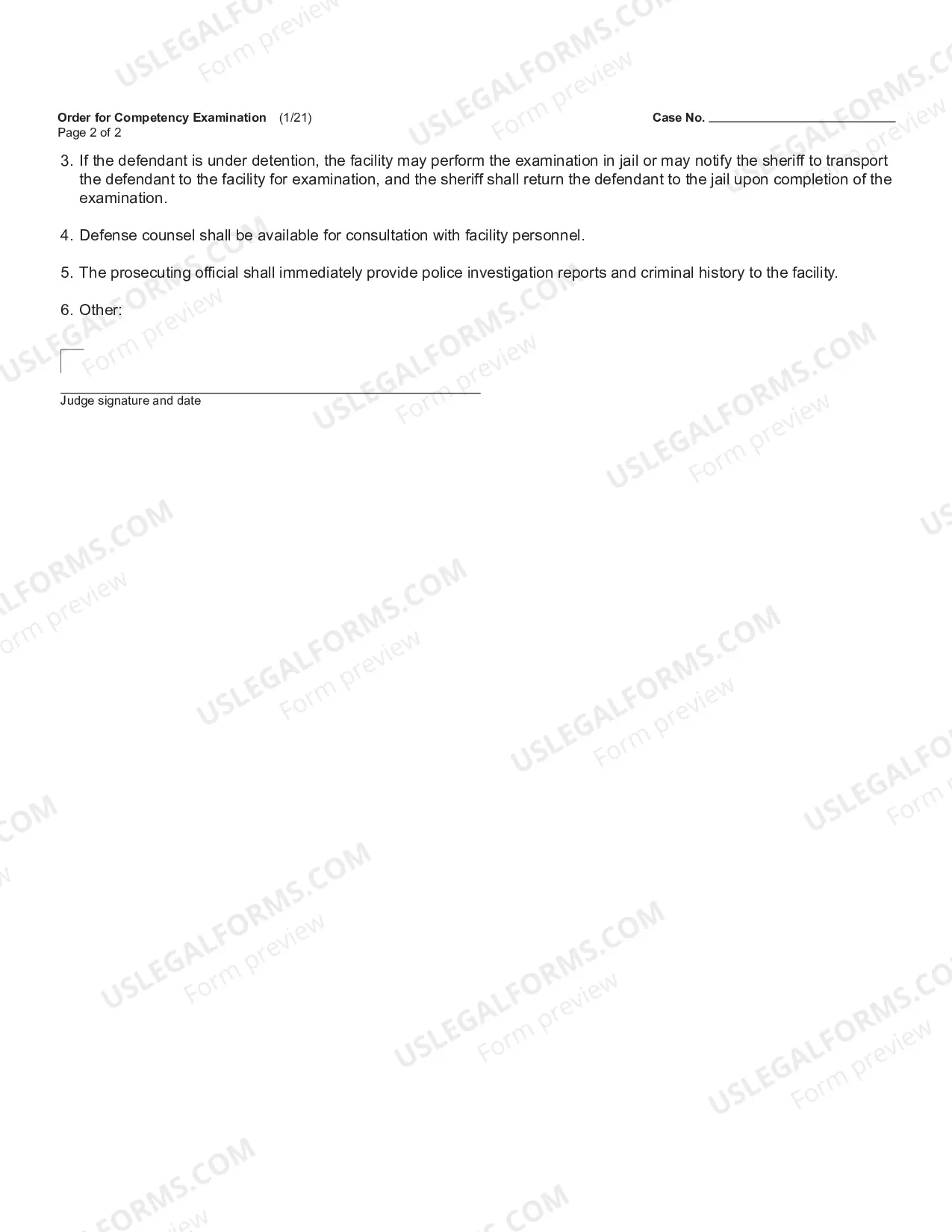 Preview Order for Competency Examination