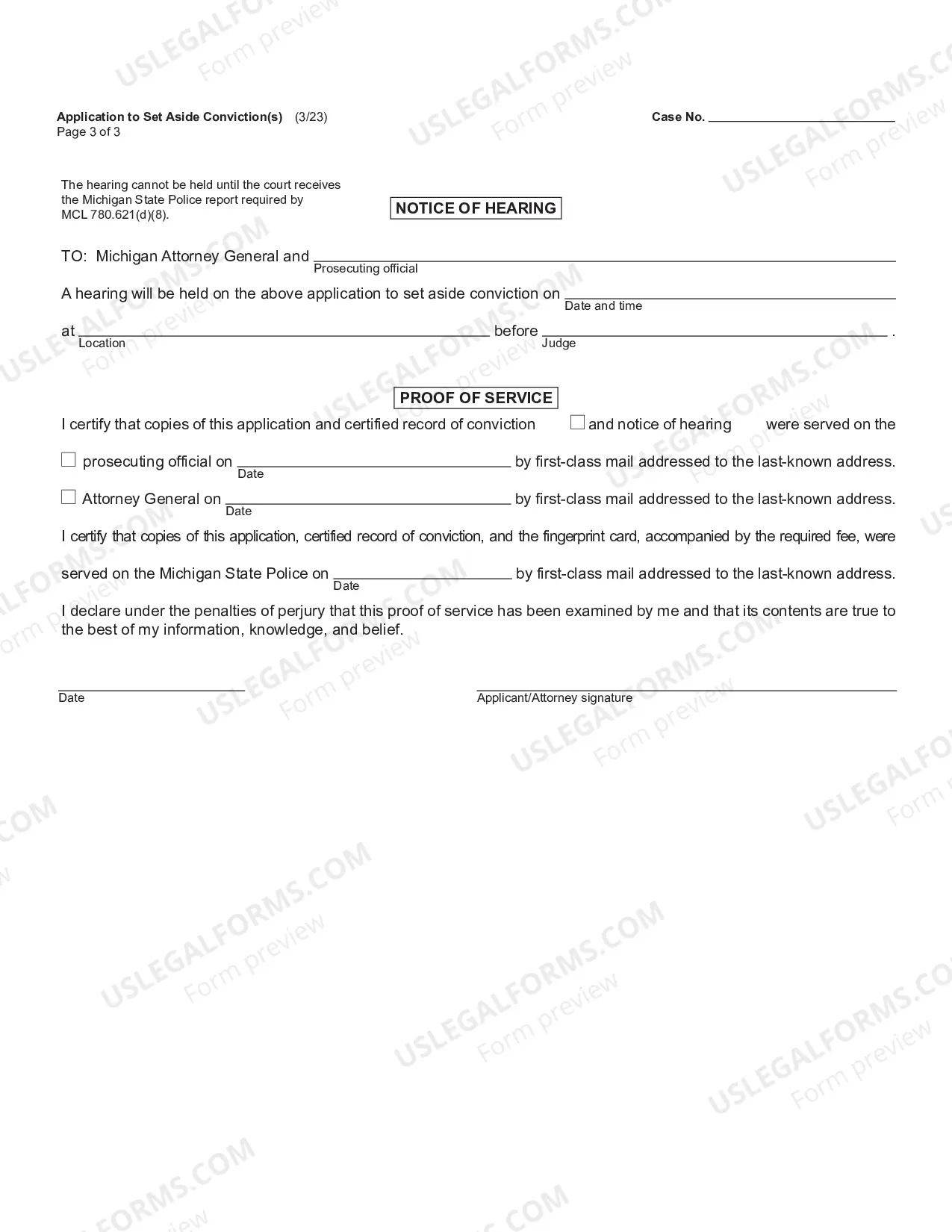 Preview Application to Set Aside Conviction