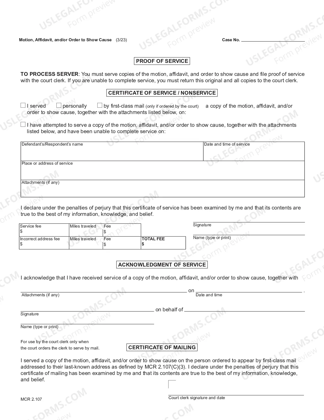 Preview Motion and/or Order to Show Cause