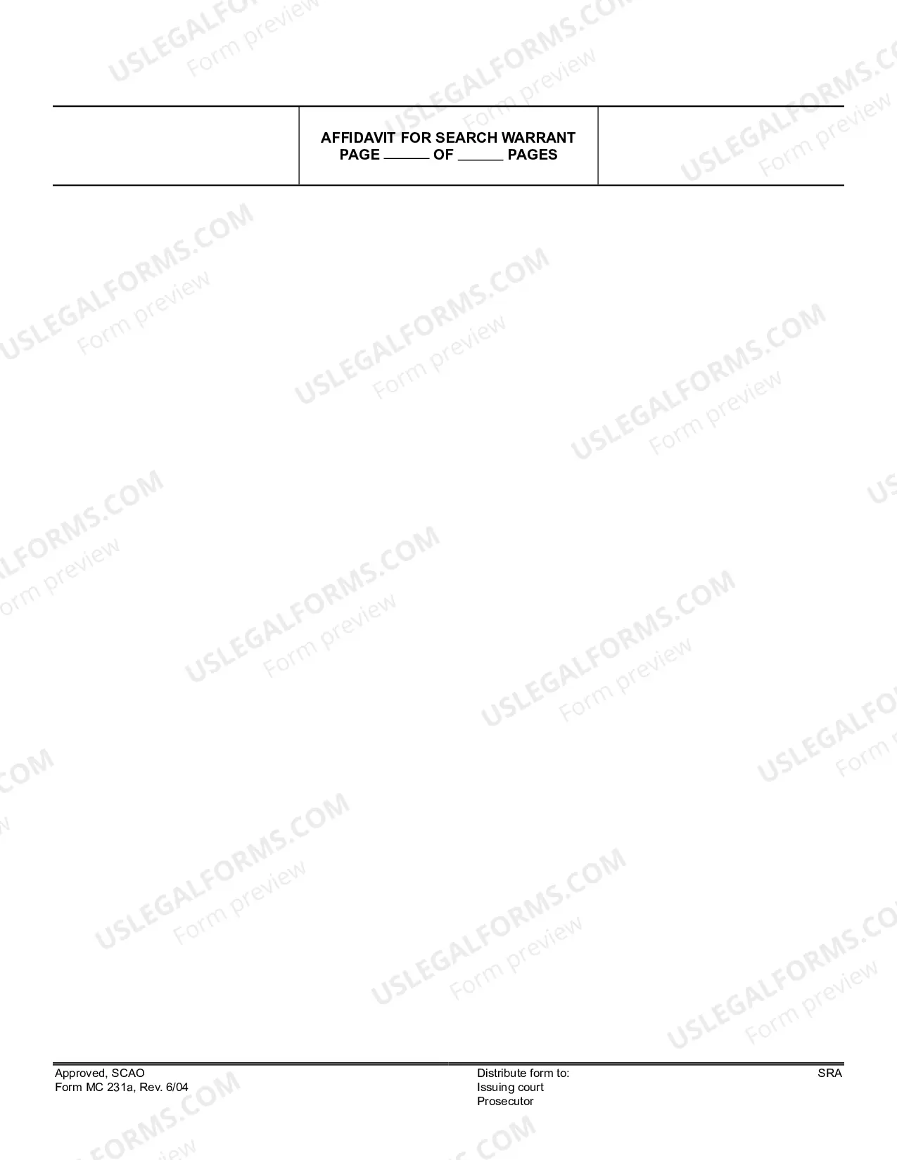 Preview Affidavit for Search Warrant