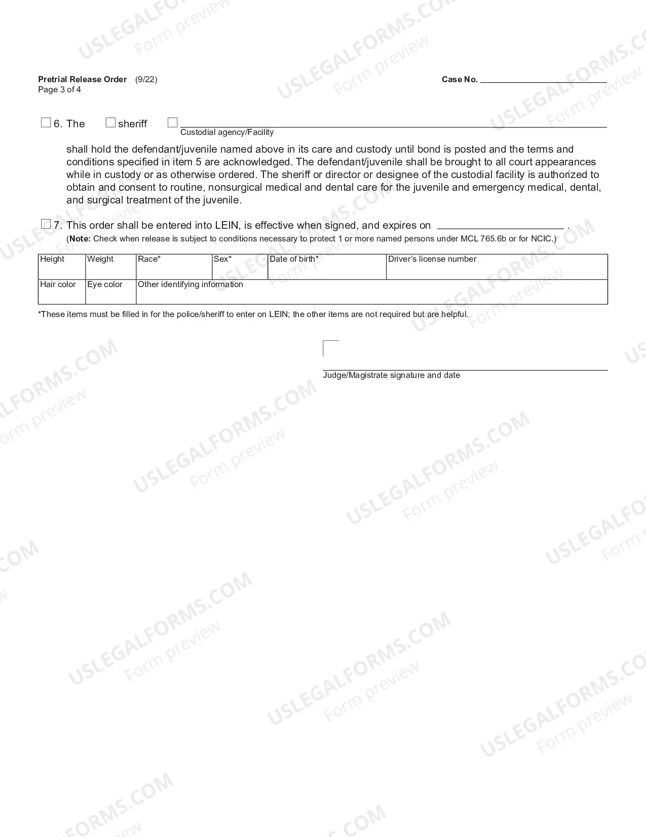 Preview Pretrial Release Order