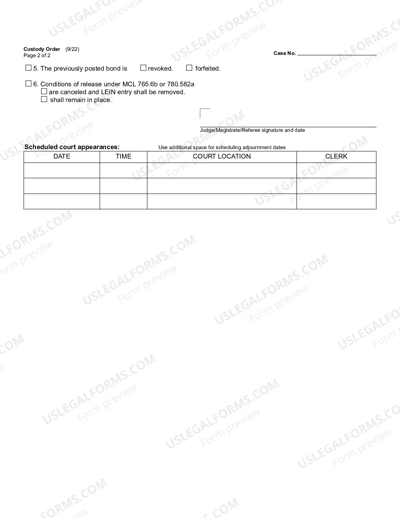 Preview Custody Order