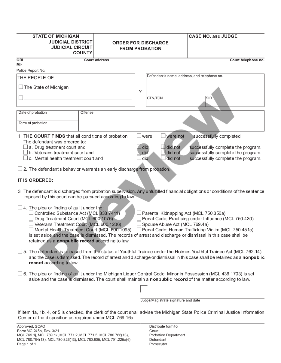 page 0 Motion and Order for Discharge from Probation preview