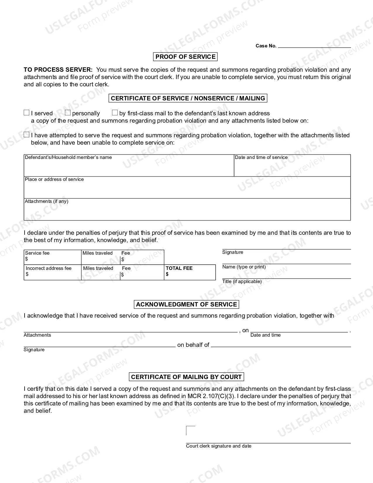 Preview Motion and Summons Regarding Probation Violation