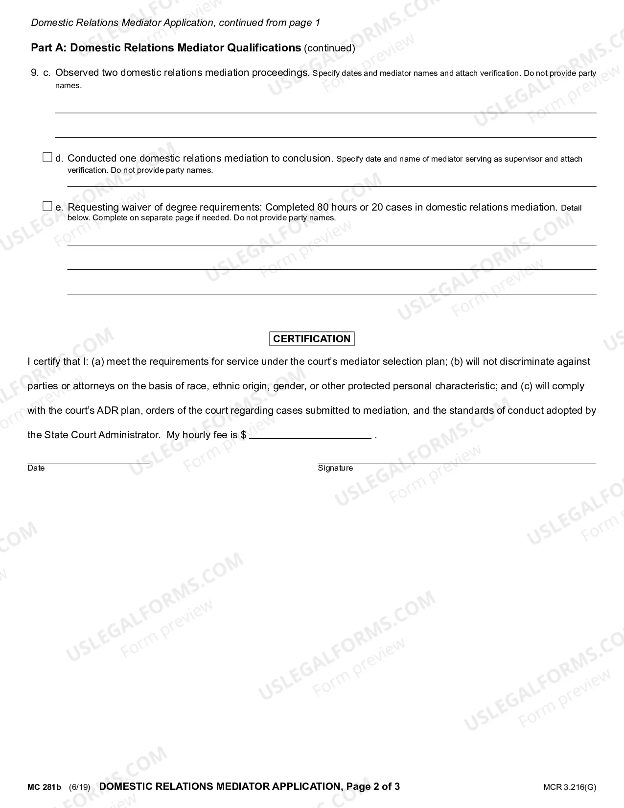 Preview Domestic Relations Mediator Application