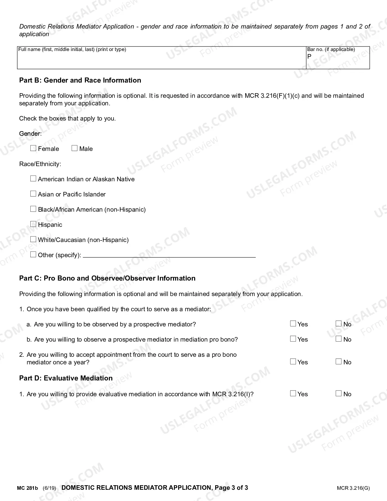 Preview Domestic Relations Mediator Application