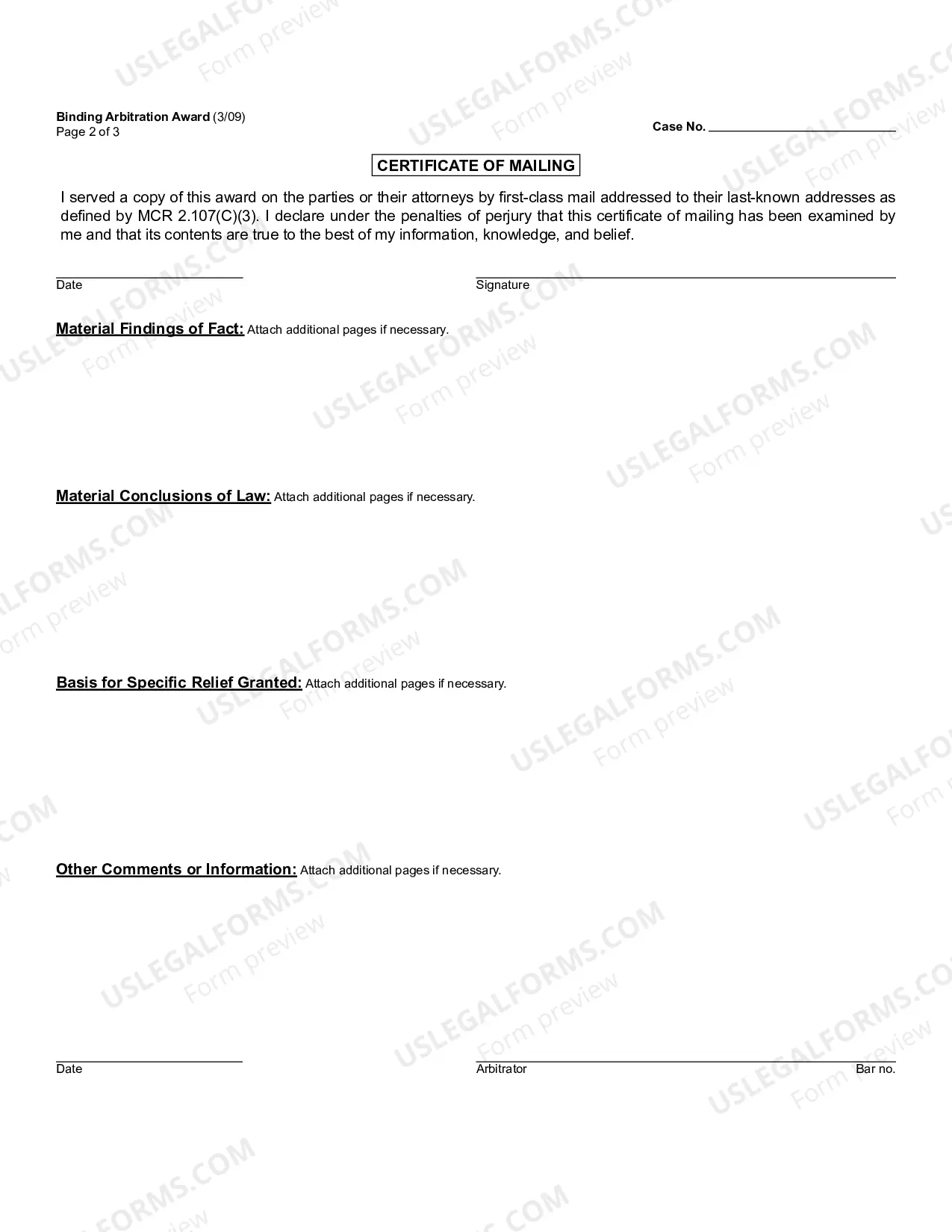 Preview Binding Arbitration Award