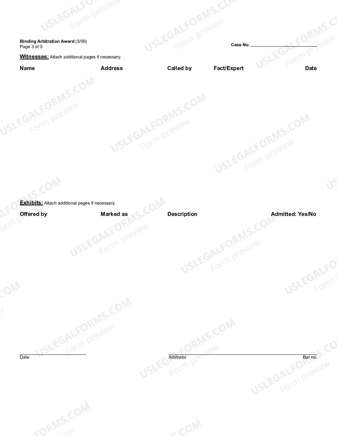Preview Binding Arbitration Award