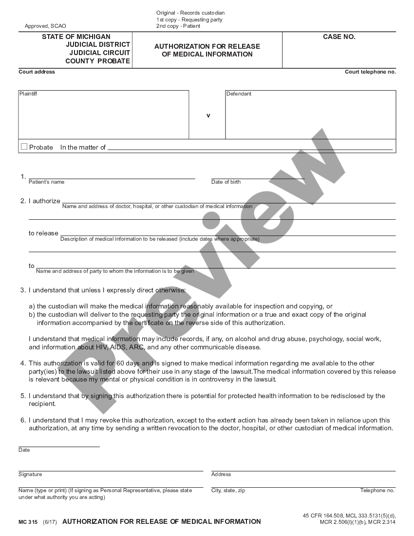 page 0 Authorization for Release of Medical Information preview