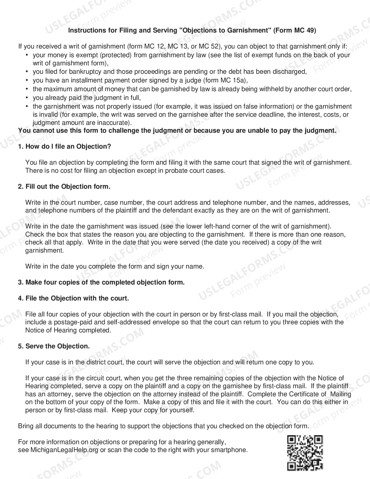 Preview Objections To Garnishment And Notice of Hearing