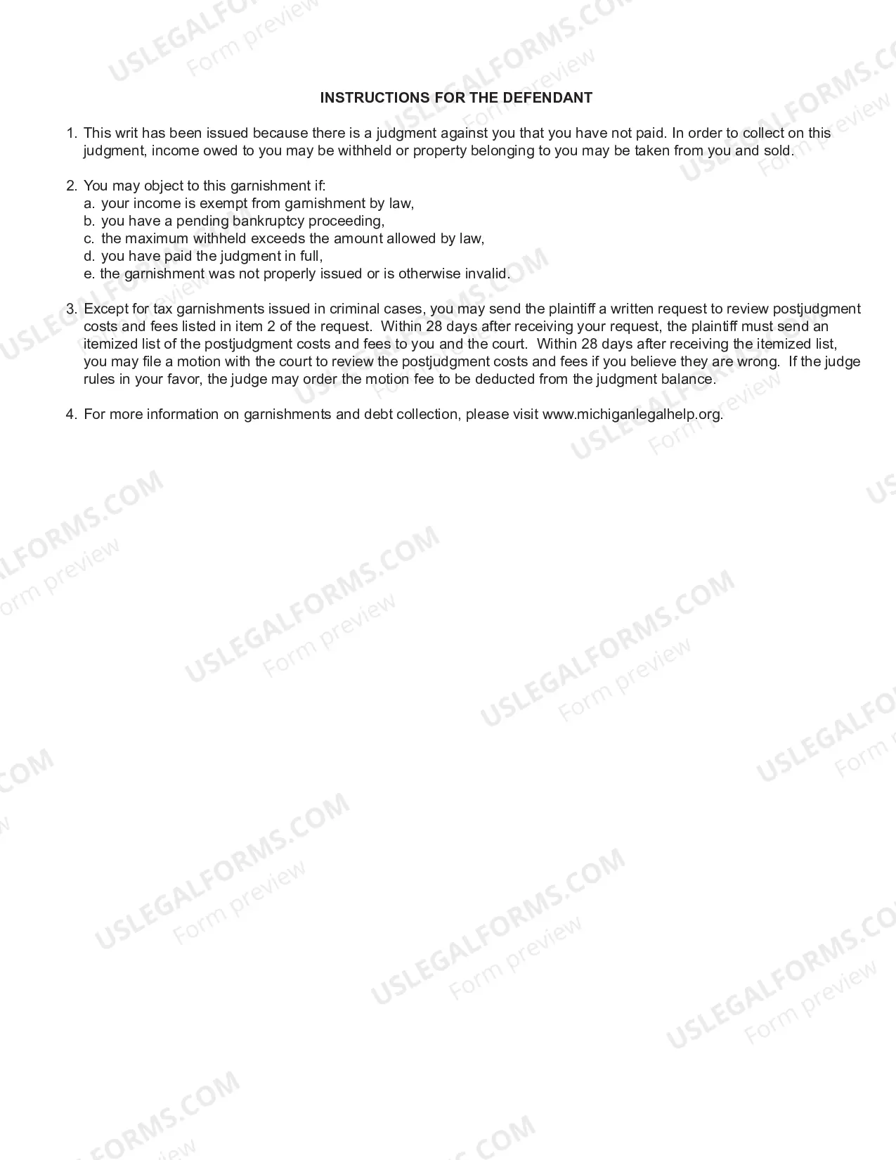 Preview Request And Writ For Garnishment (Income Tax Refund Or Credit)