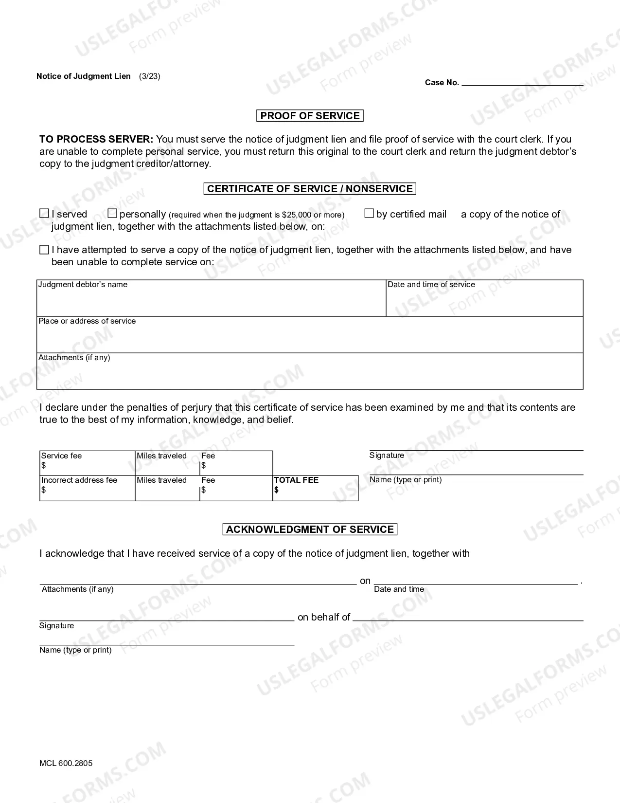 Preview Notice of Judgment Lien
