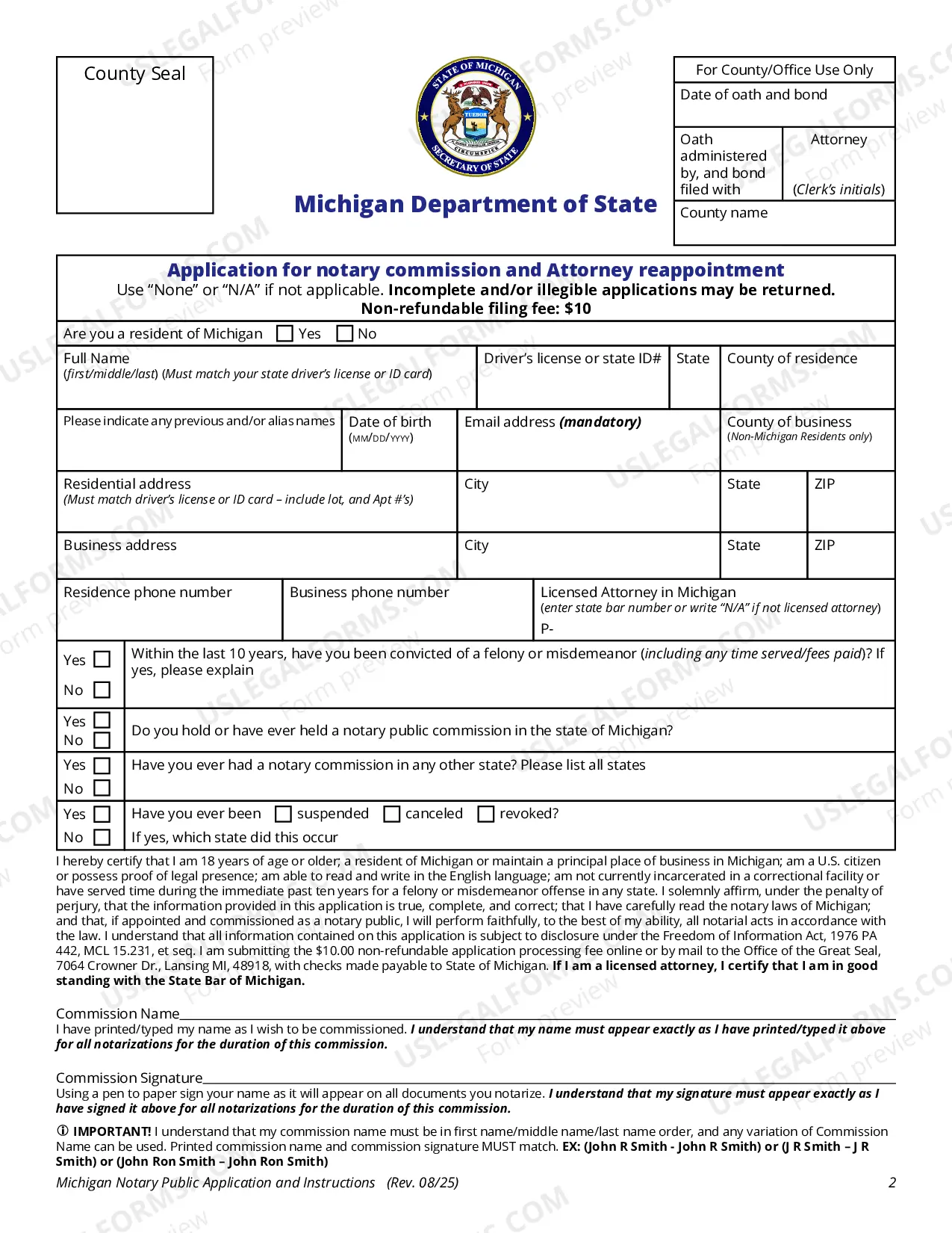 Preview Notary Public Application