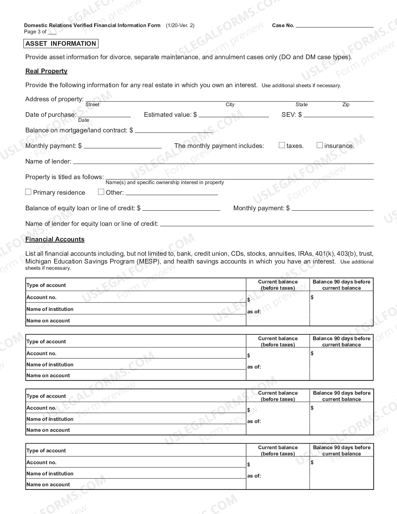 Preview Confidential Asset And Liability Disclosure Sheets