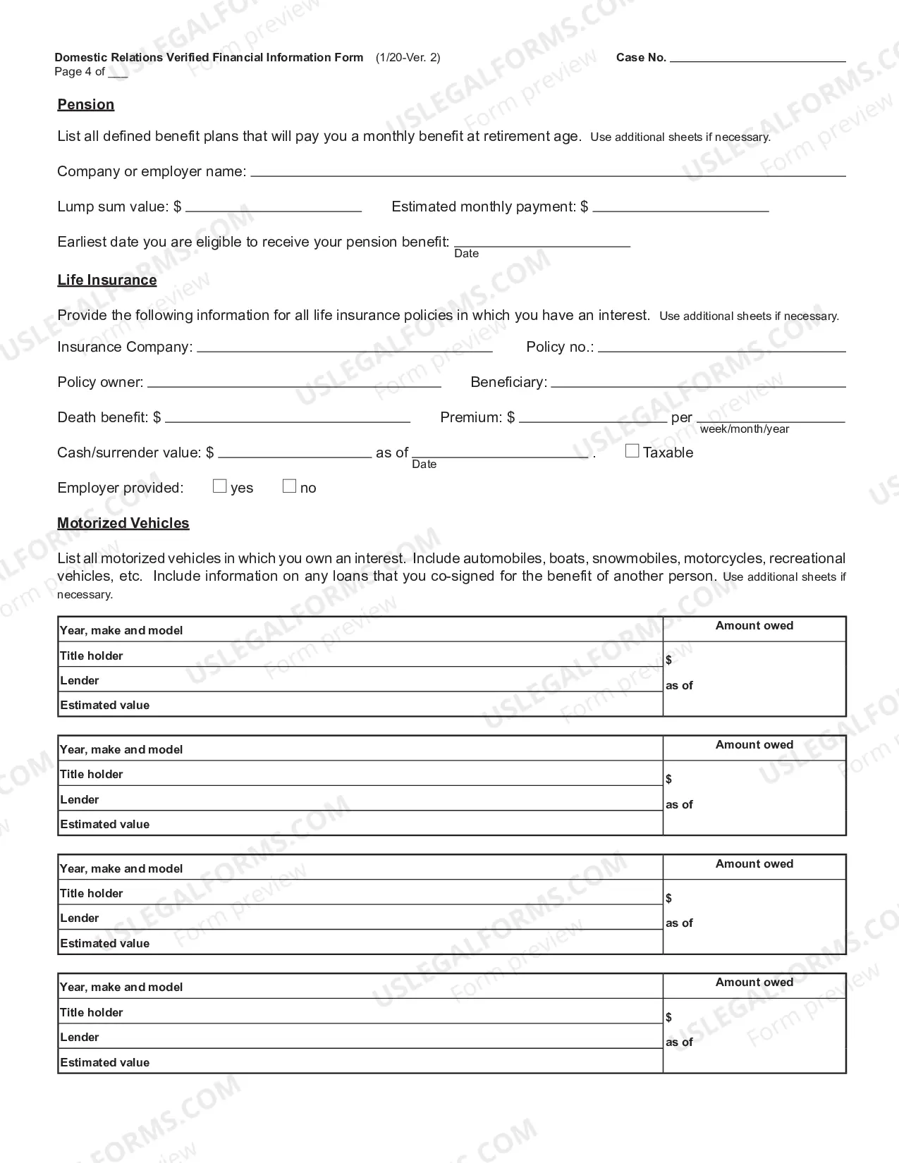 Preview Confidential Asset And Liability Disclosure Sheets