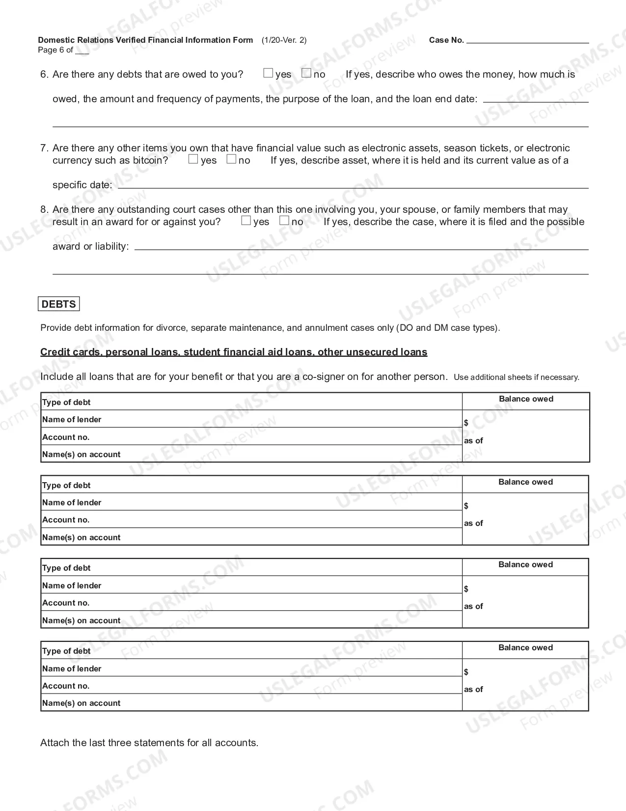 Preview Confidential Asset And Liability Disclosure Sheets