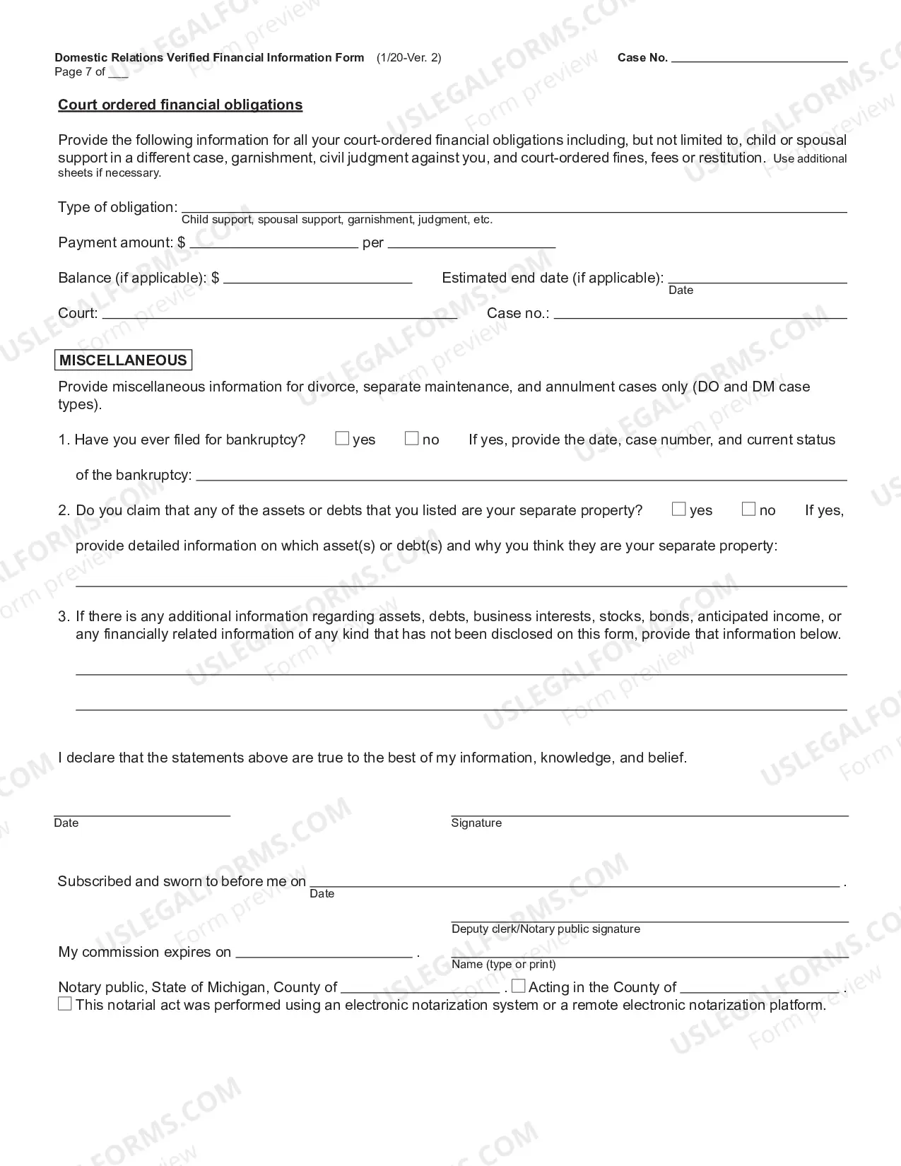Preview Confidential Asset And Liability Disclosure Sheets
