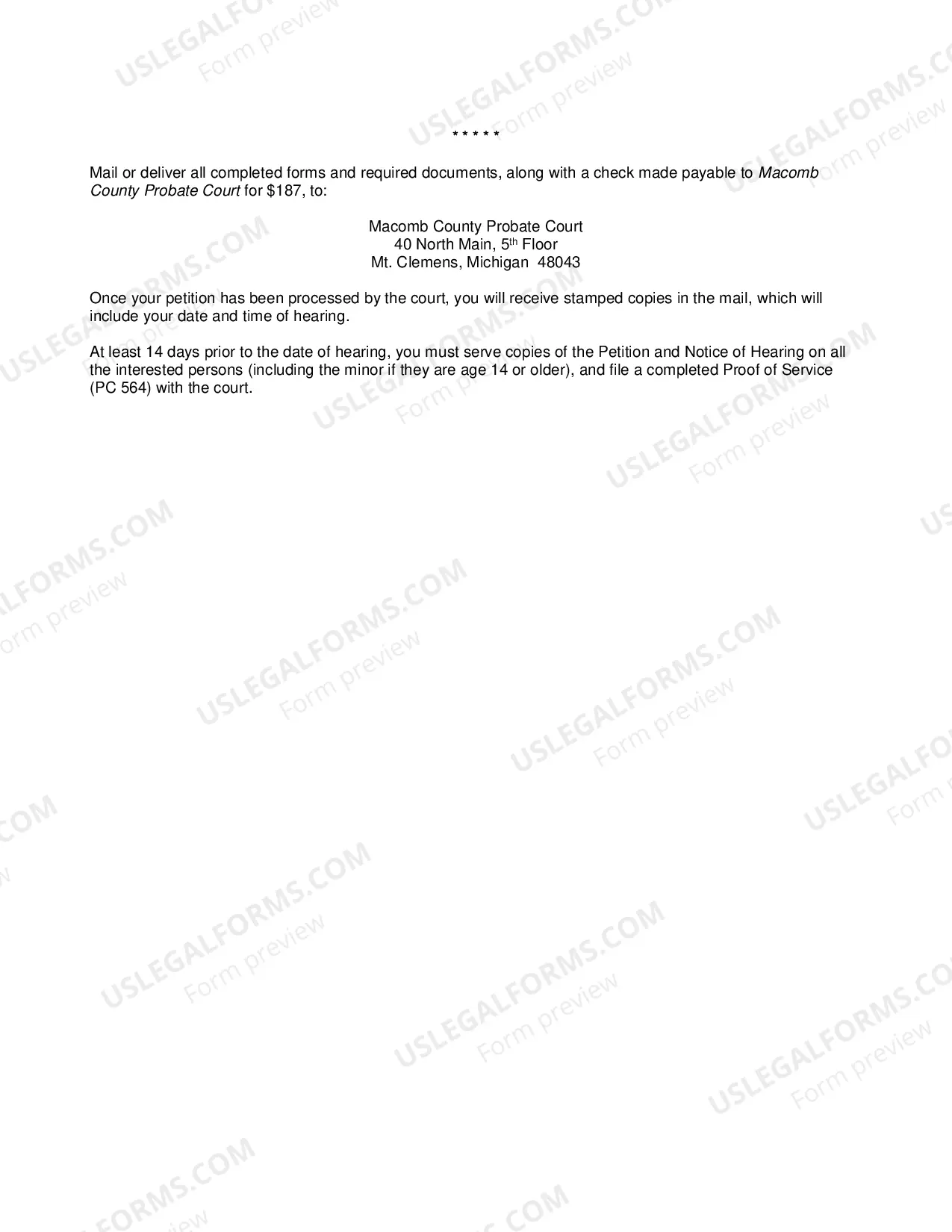 Preview Instructions for Appointment of a Limited Guardian of a Minor