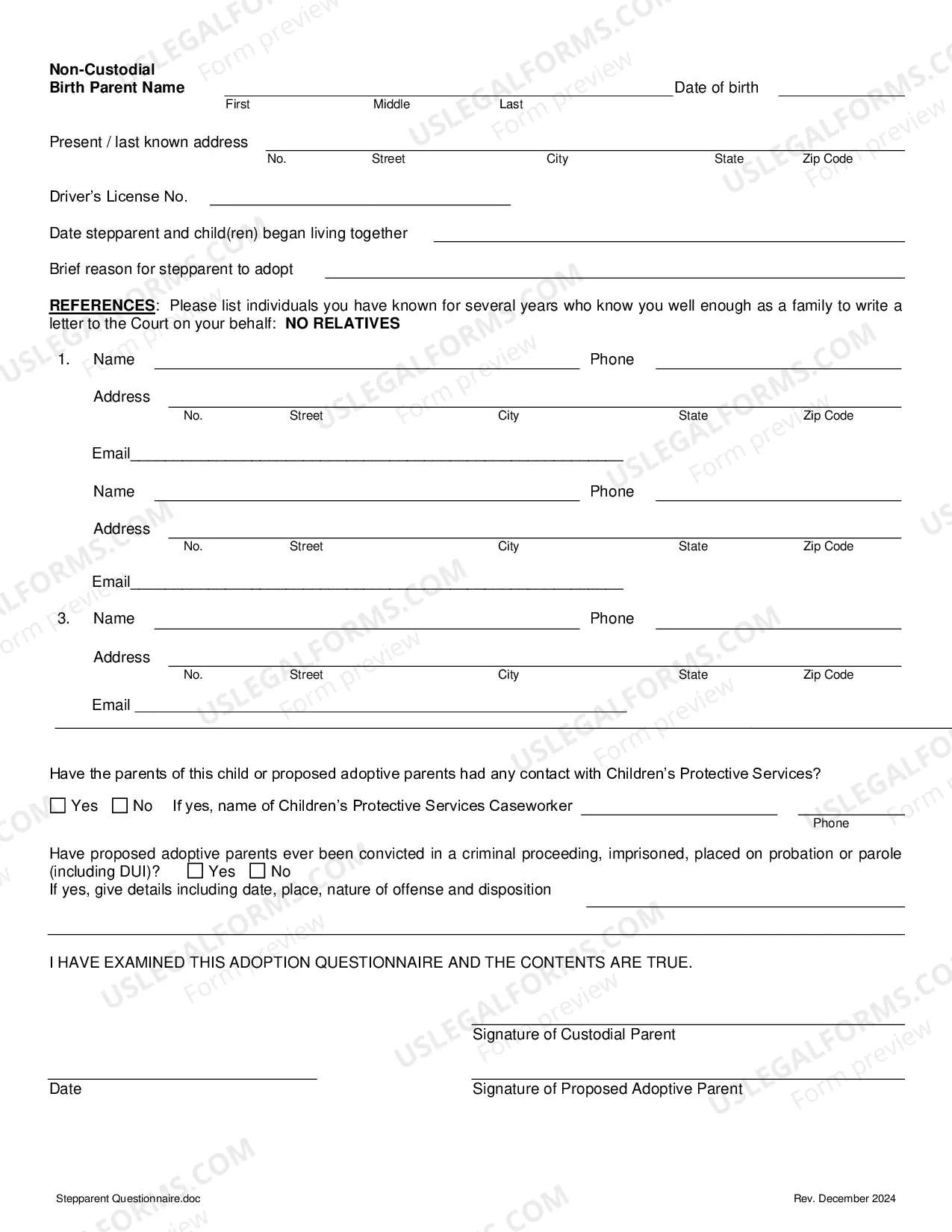 Preview Adoption Questionnaire - Stepparents