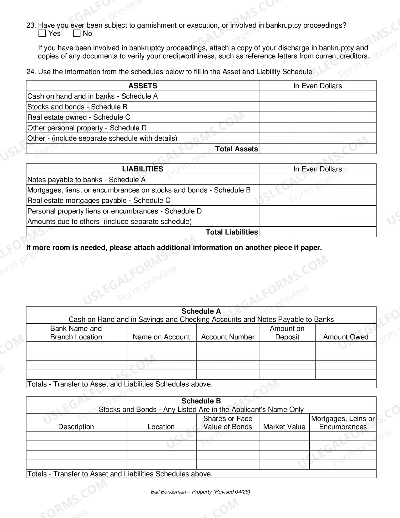 Preview Bail Bondsman Application - Property