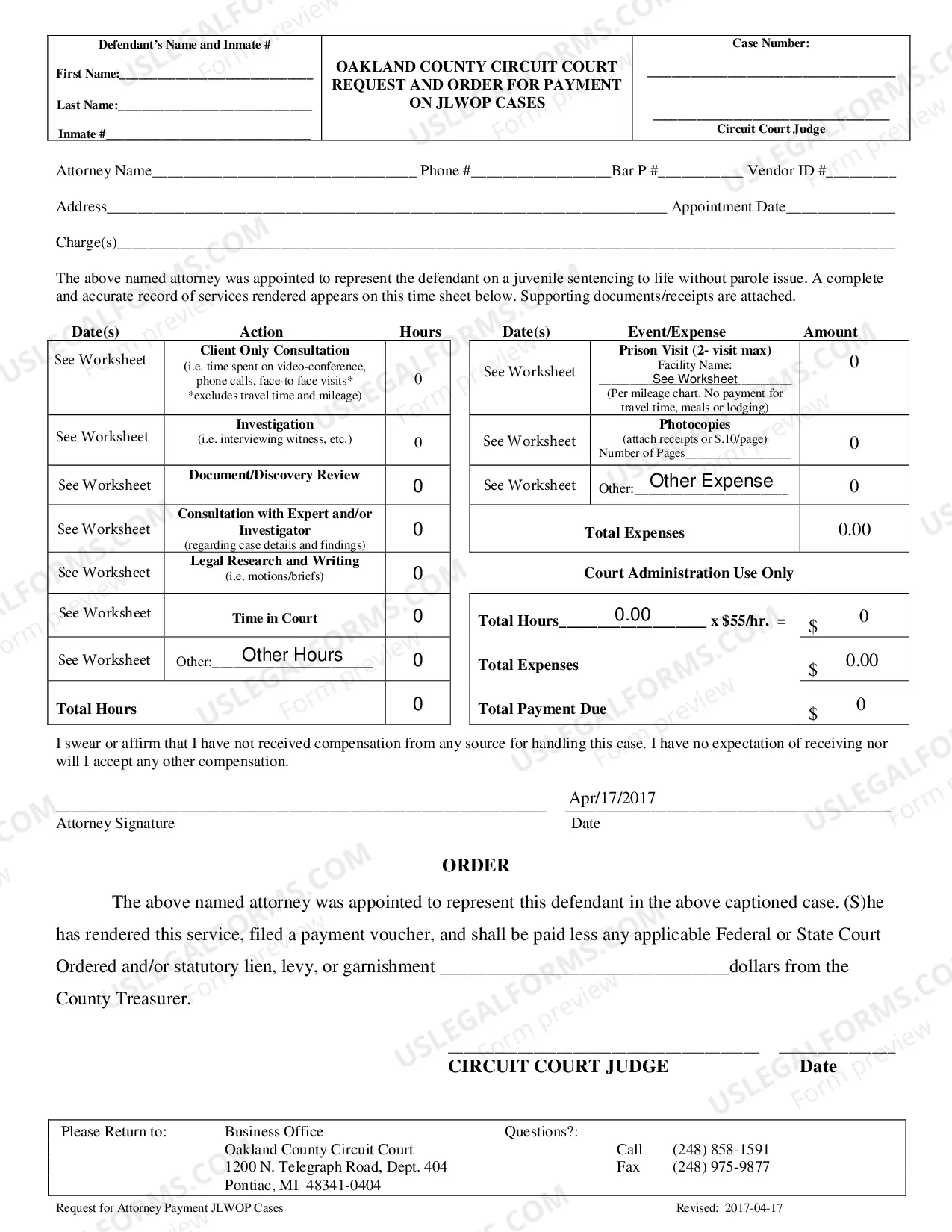 Preview JLWOP Attorney Payment Voucher