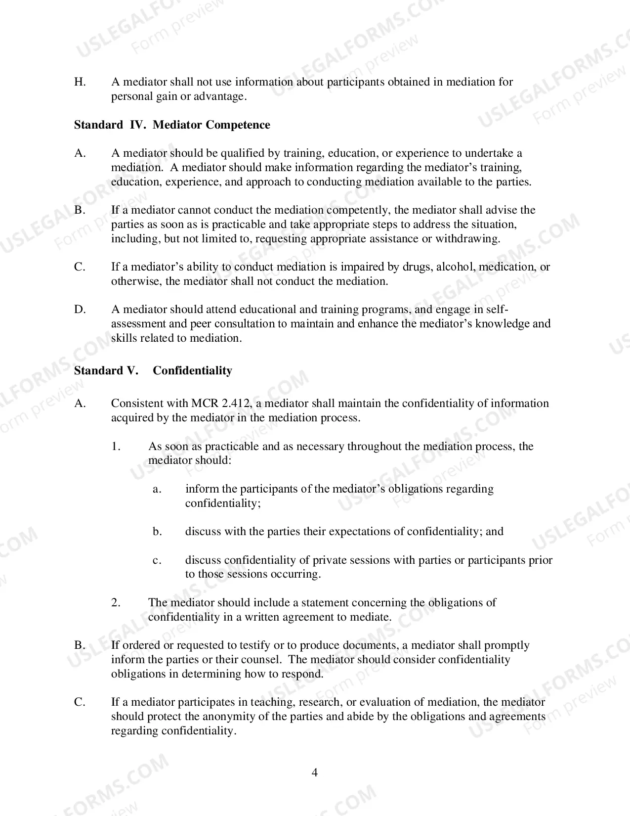 Preview Standards of Conduct for Mediators