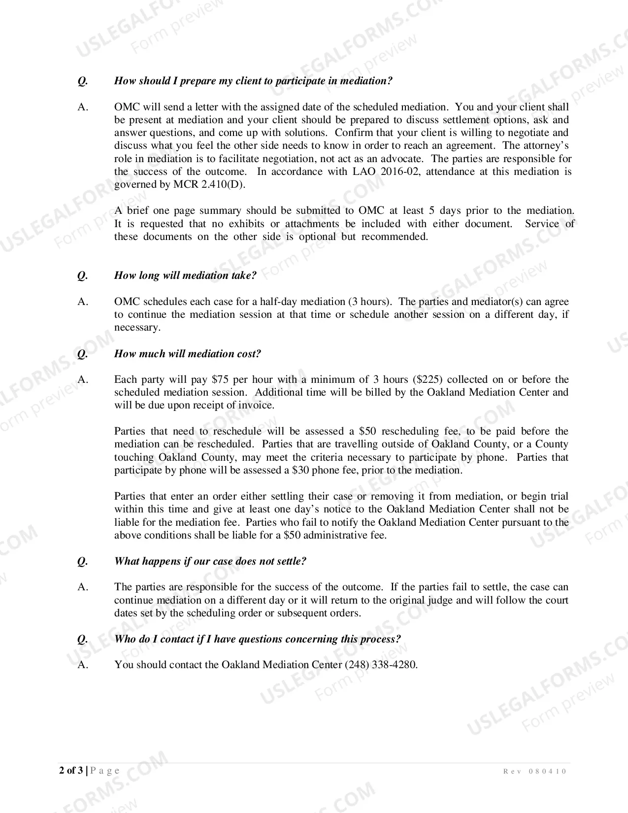 Preview FAQ Regarding<$25,000 Mediation Program