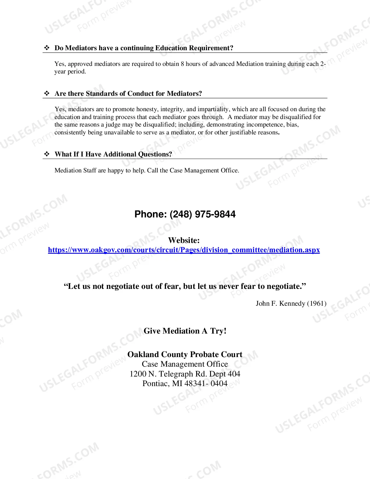 Preview Probate Mediation brochure