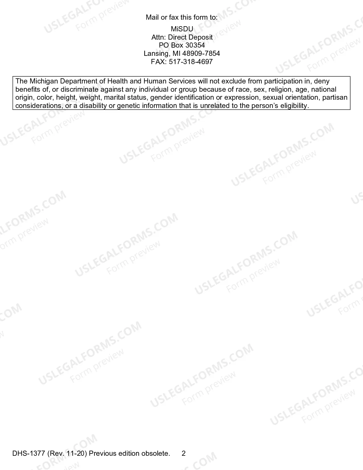 Preview Direct Deposit Application/Change Form