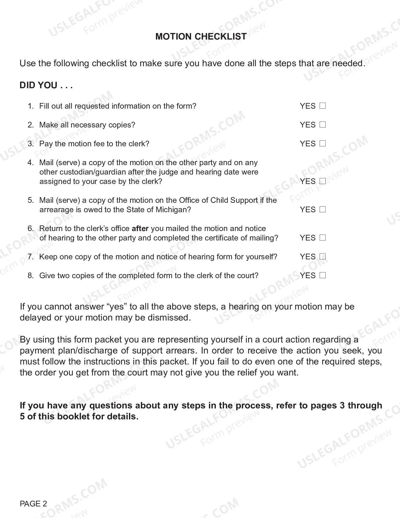 Preview Motion Regarding Payment Plan/Discharge of Arrears