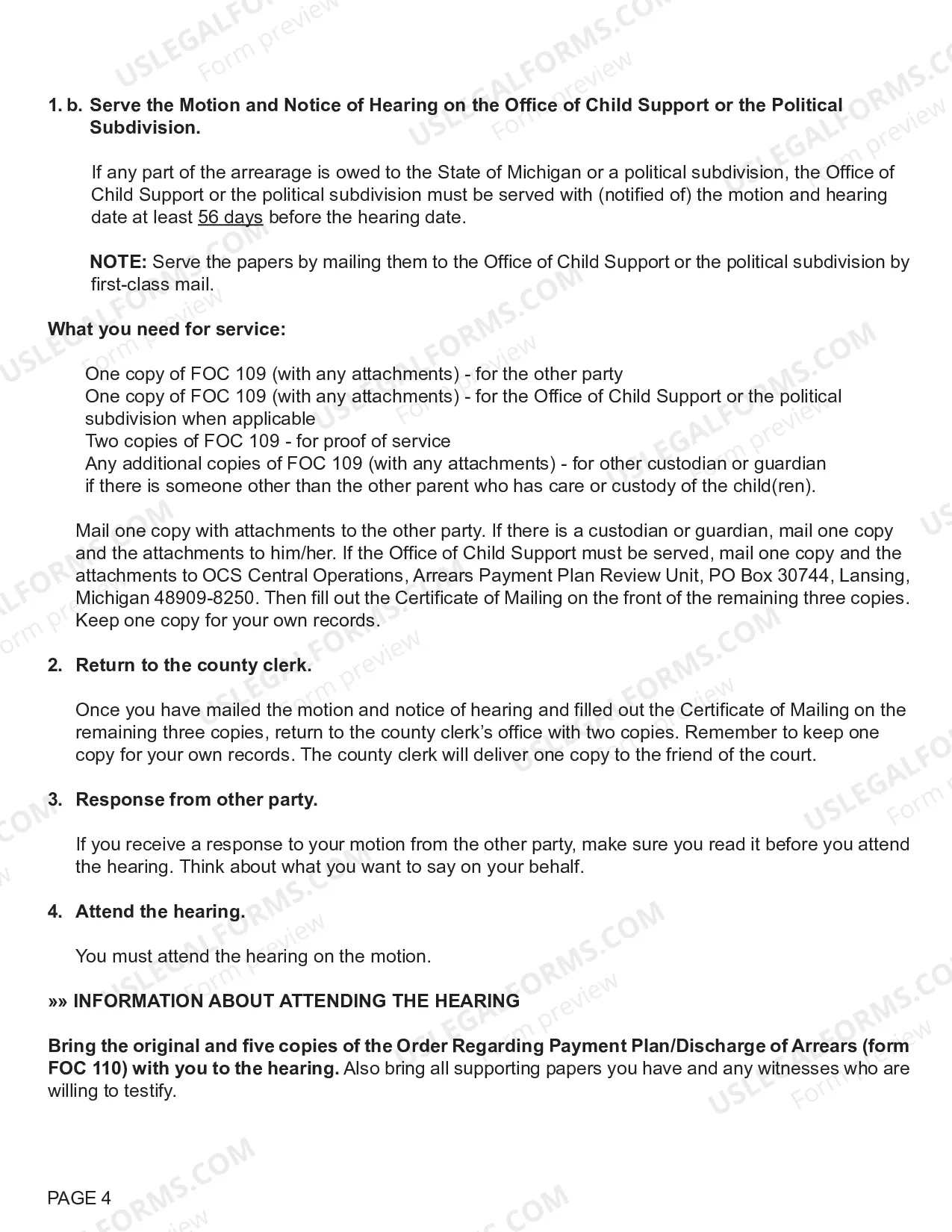 Preview Motion Regarding Payment Plan/Discharge of Arrears