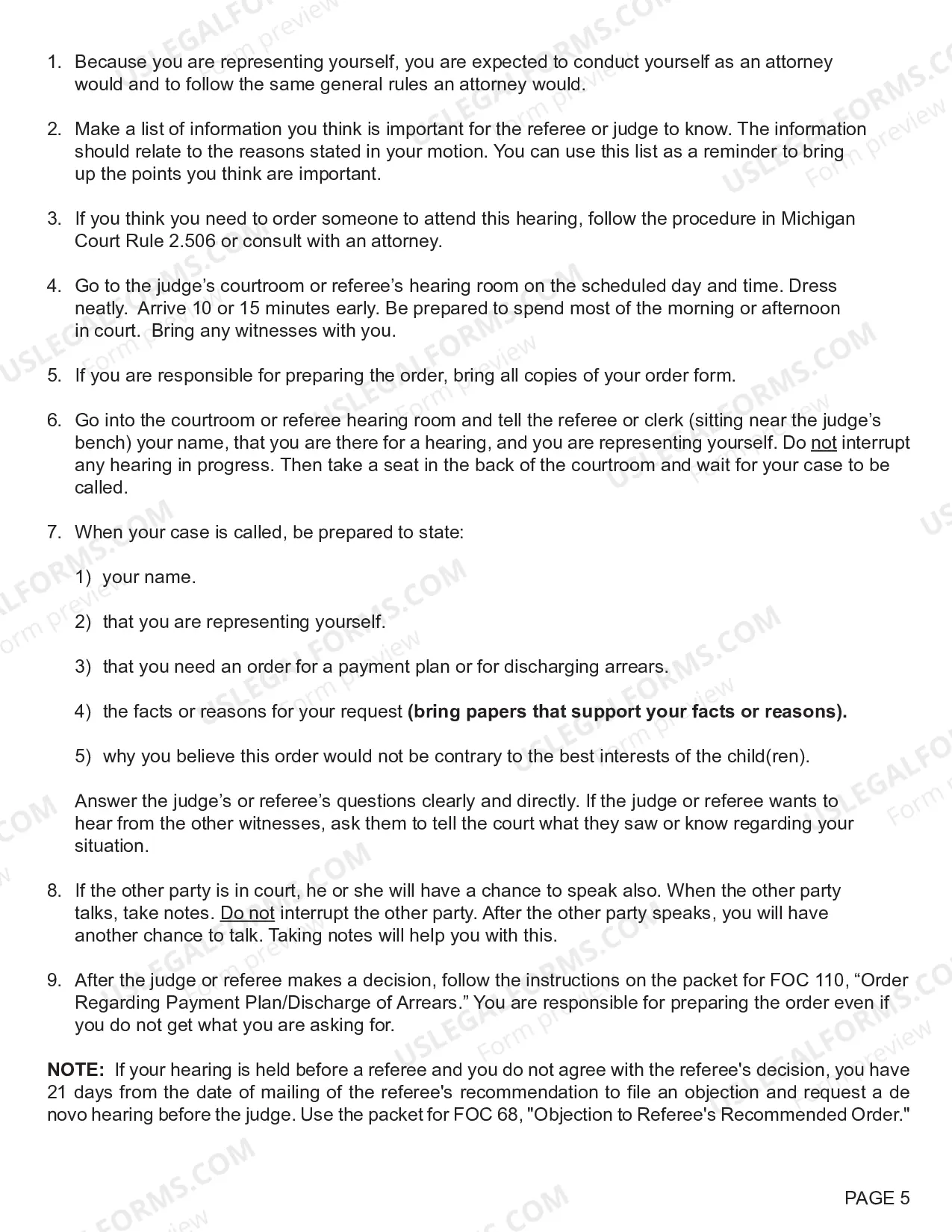 Preview Motion Regarding Payment Plan/Discharge of Arrears