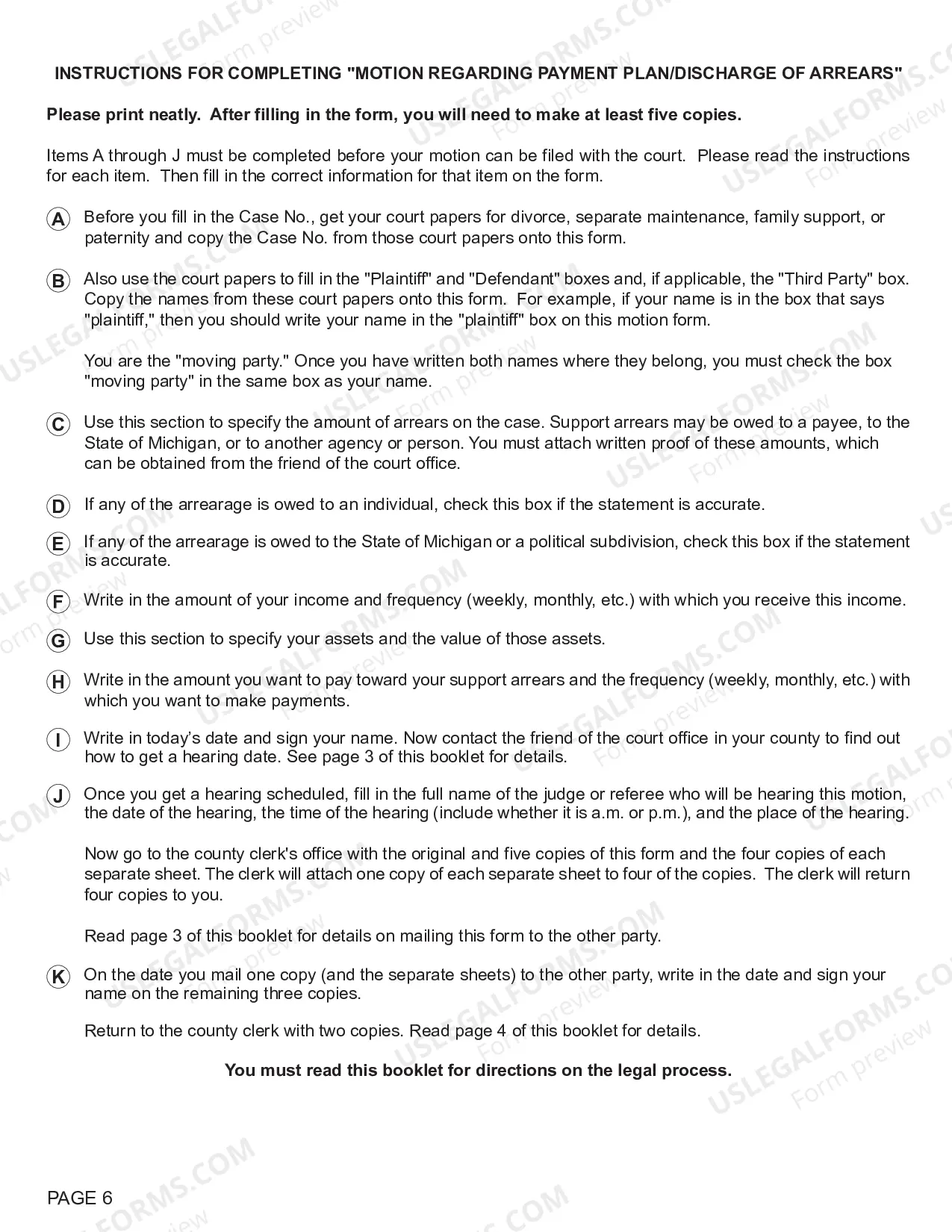 Preview Motion Regarding Payment Plan/Discharge of Arrears
