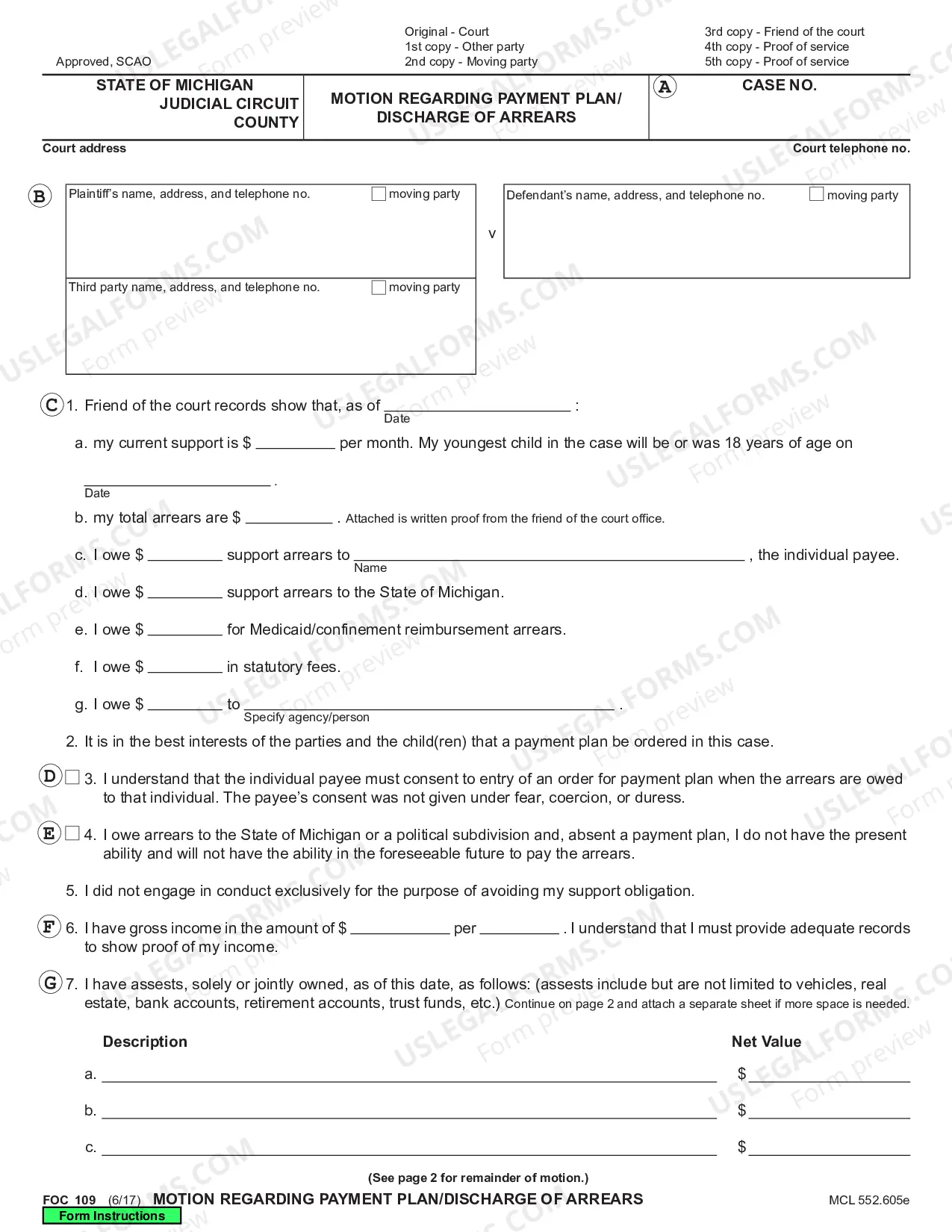 Preview Motion Regarding Payment Plan/Discharge of Arrears
