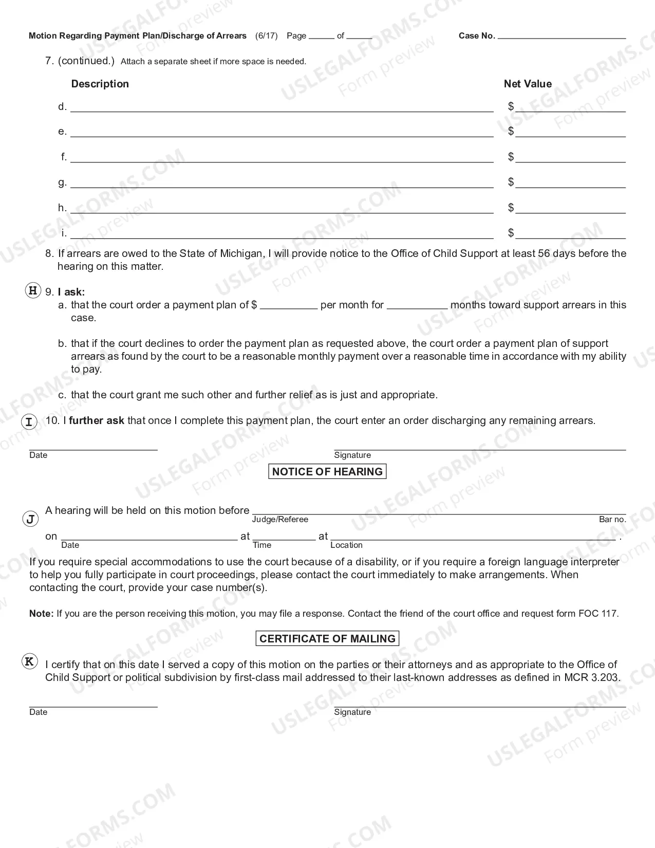 Preview Motion Regarding Payment Plan/Discharge of Arrears
