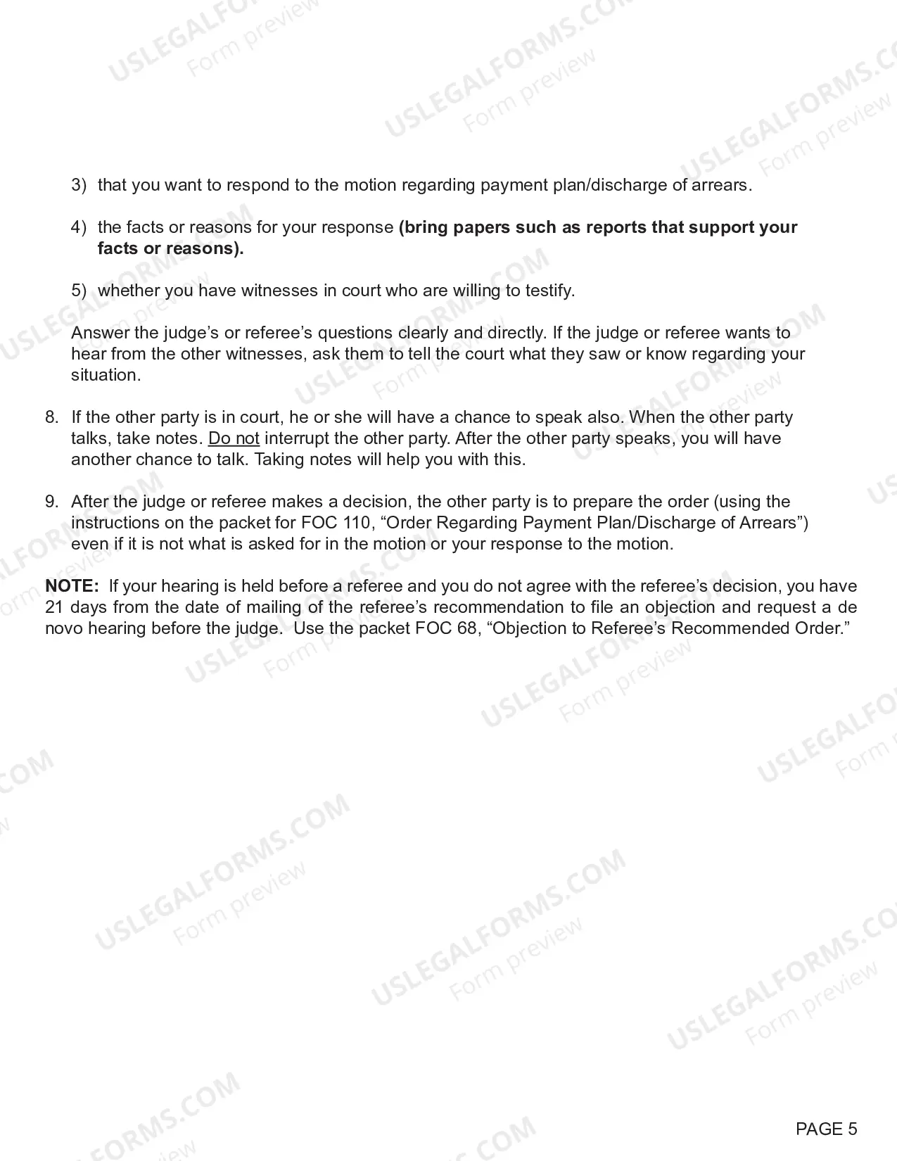 Preview Response to Motion Regarding Payment Plan/Discharge of Arrears