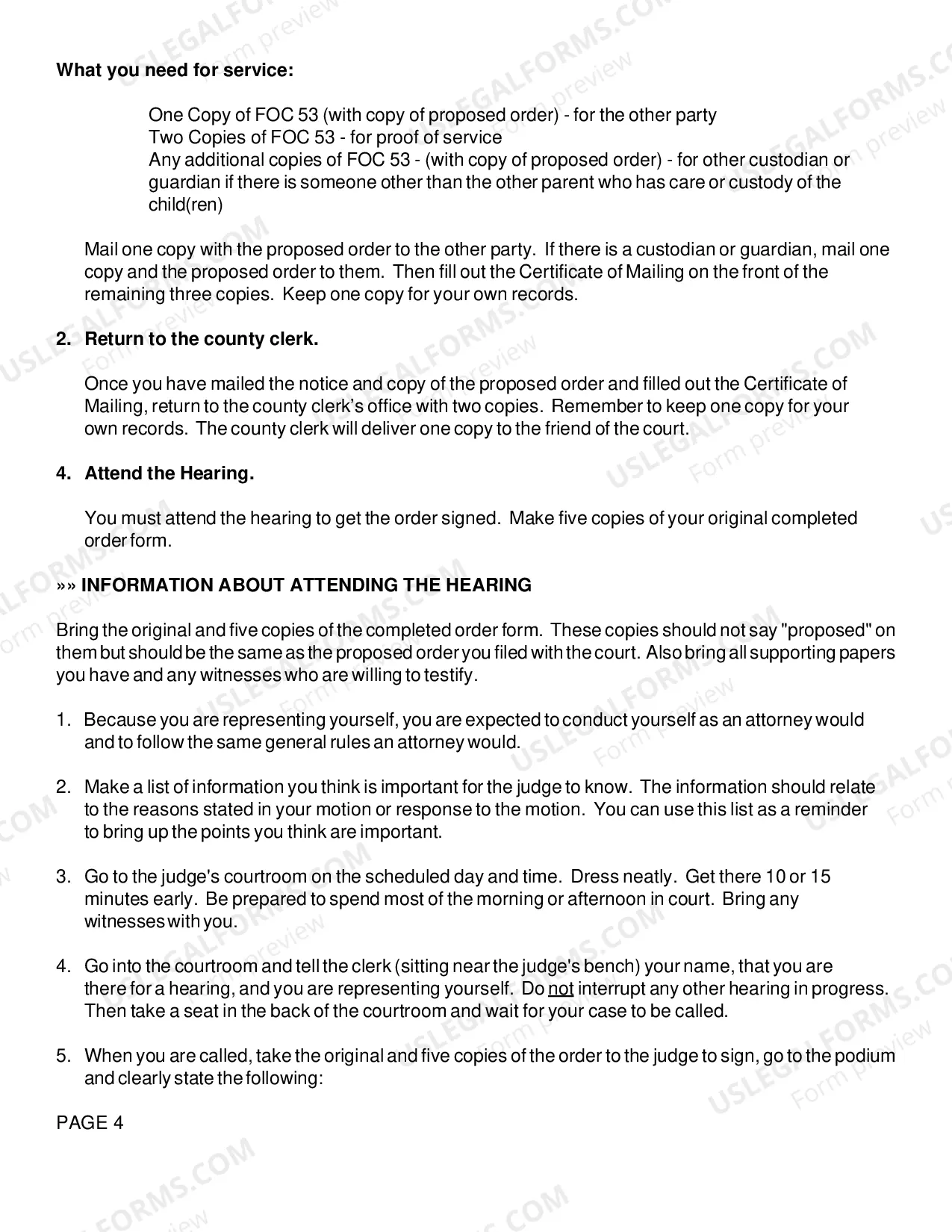 Preview Notice of Hearing to Enter Order