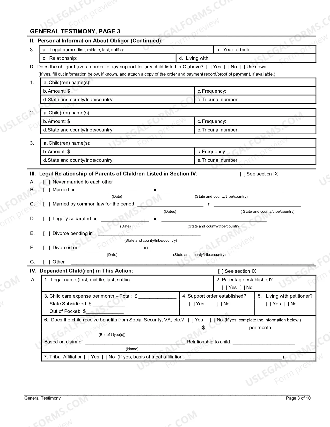 Preview General Testimony