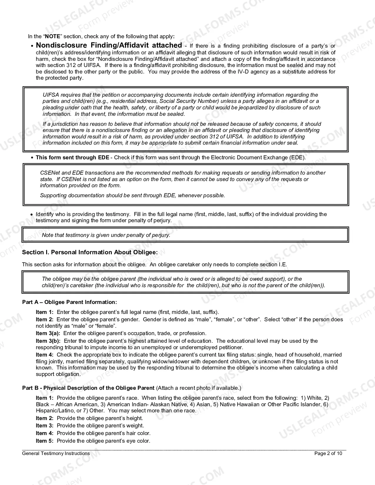 Preview General Testimony Instructions