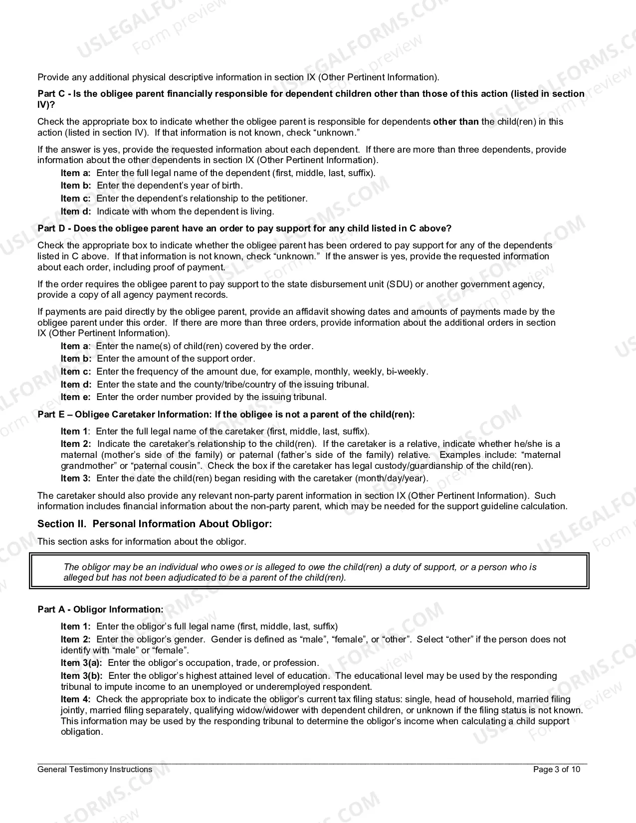 Preview General Testimony Instructions