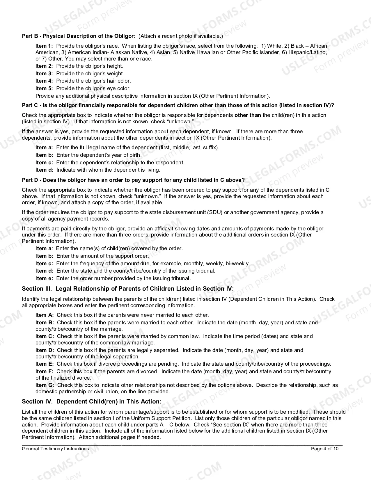 Preview General Testimony Instructions