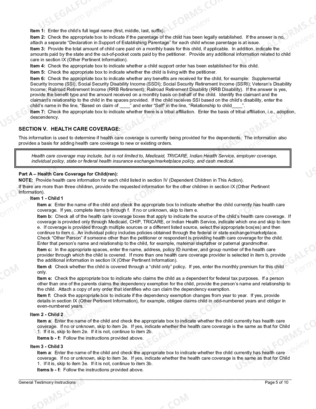 Preview General Testimony Instructions