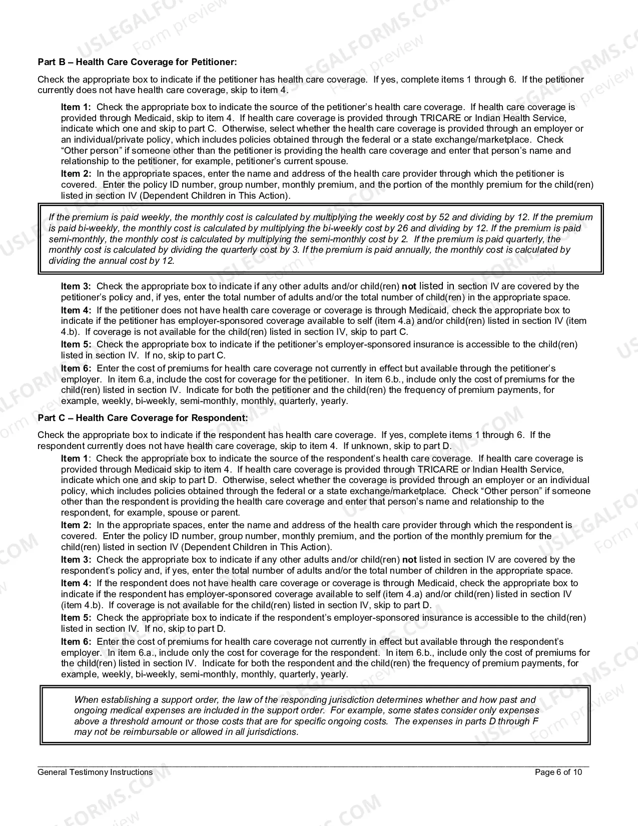 Preview General Testimony Instructions