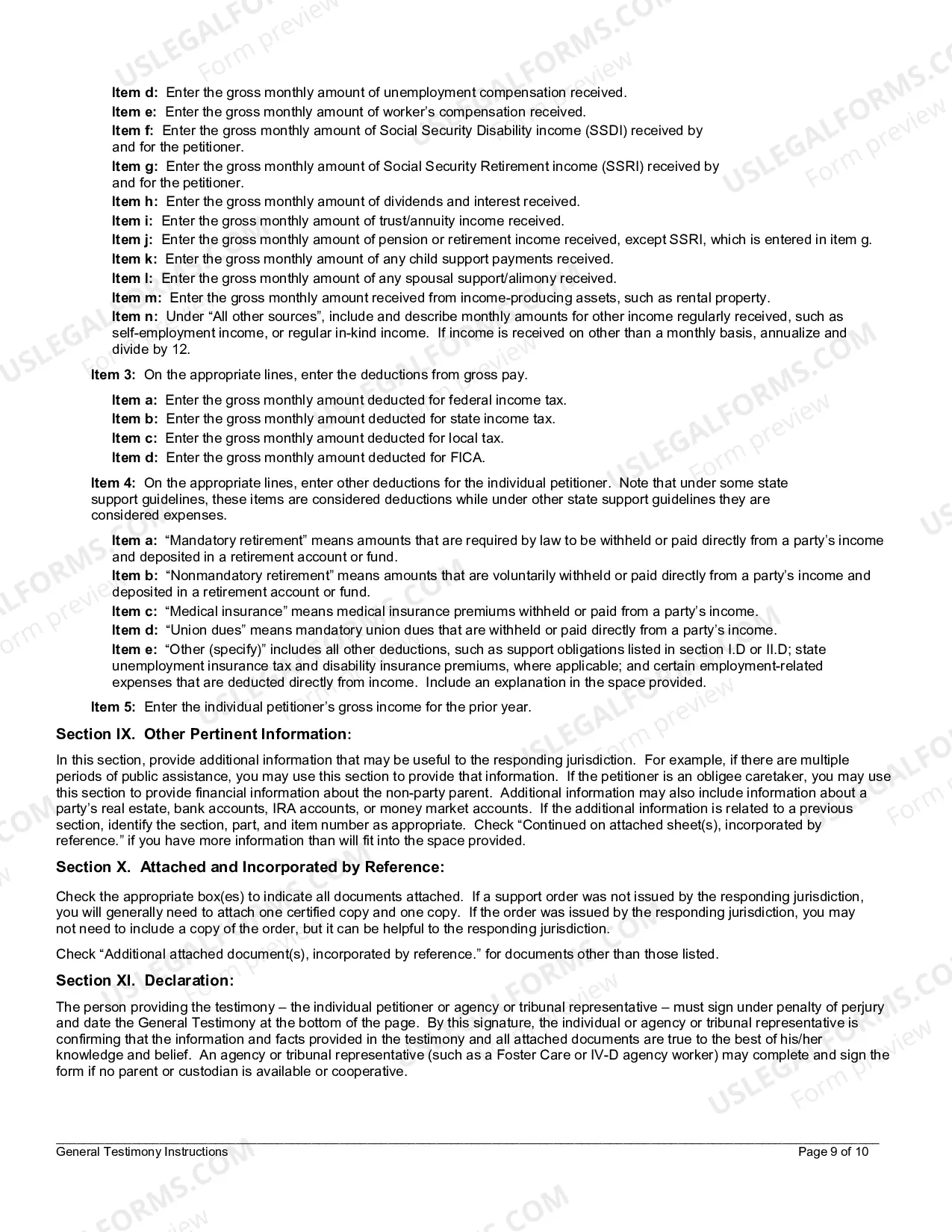 Preview General Testimony Instructions