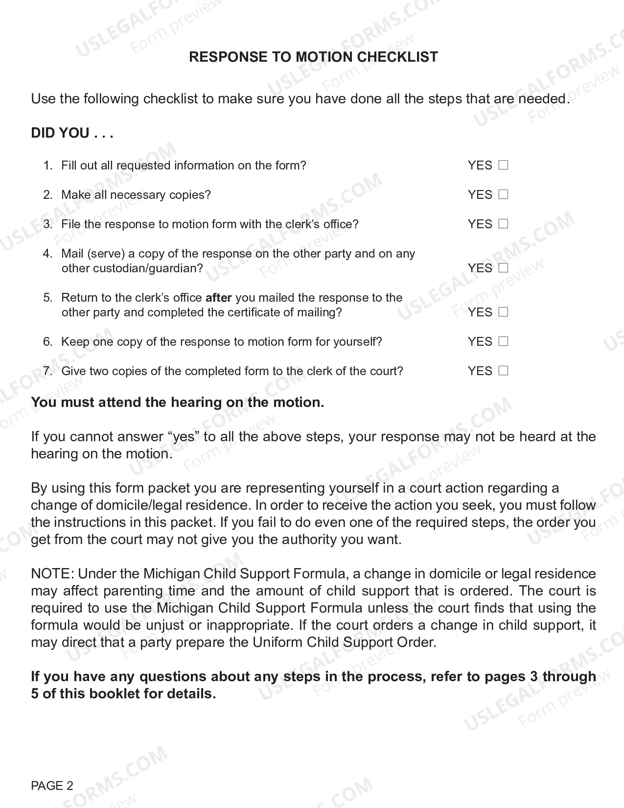 Preview Response to Motion Regarding Change of Domicile/Legal Residence