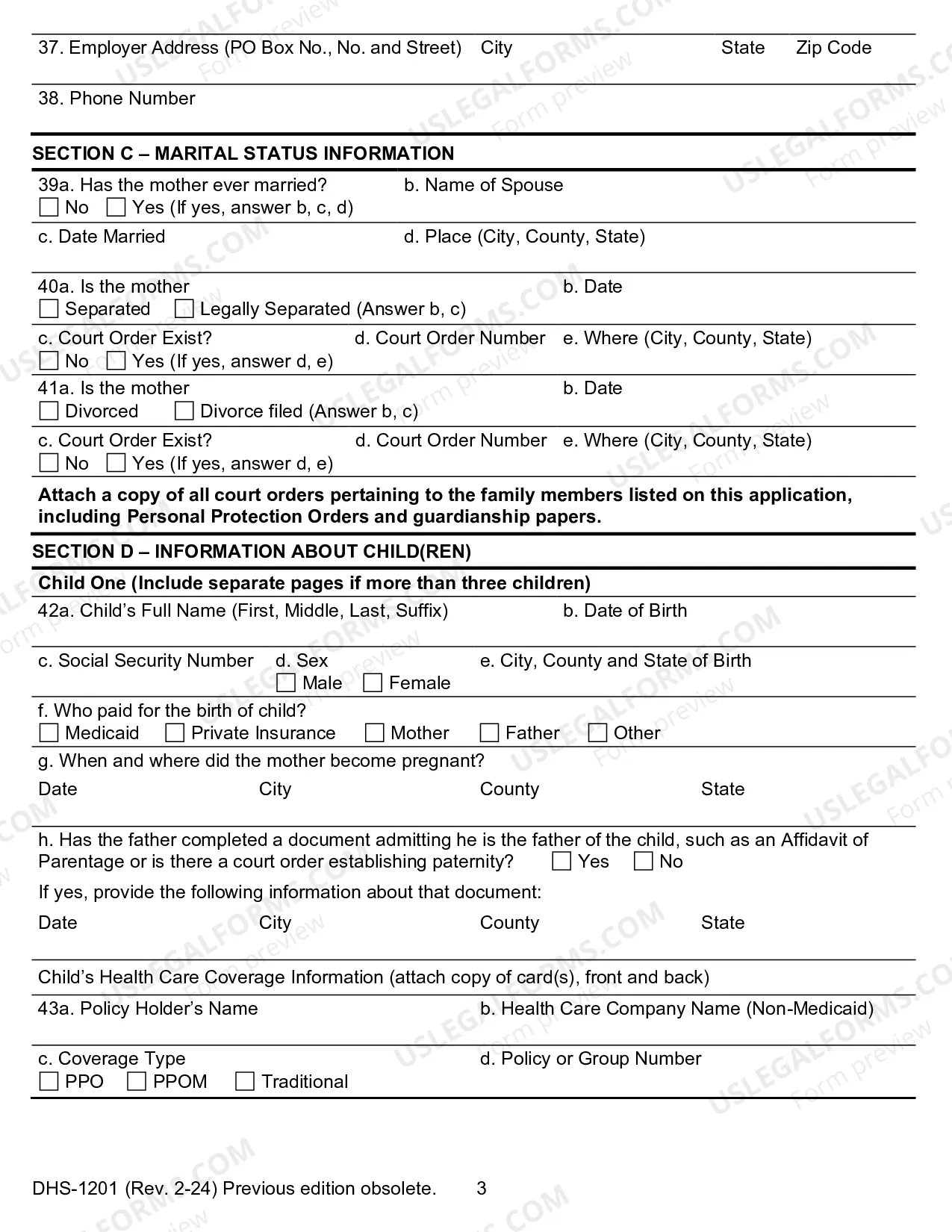 Preview Child Support Services Application/Referral