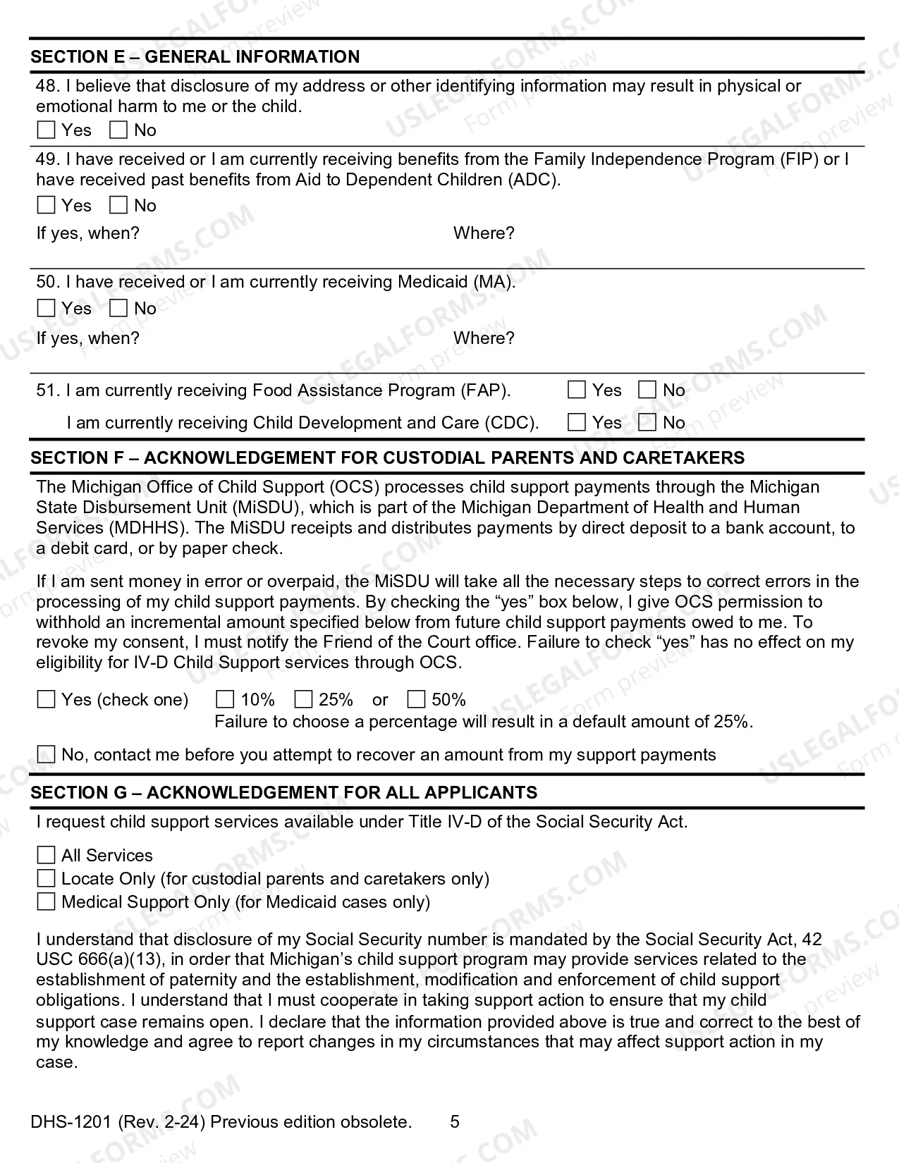 Preview Child Support Services Application/Referral