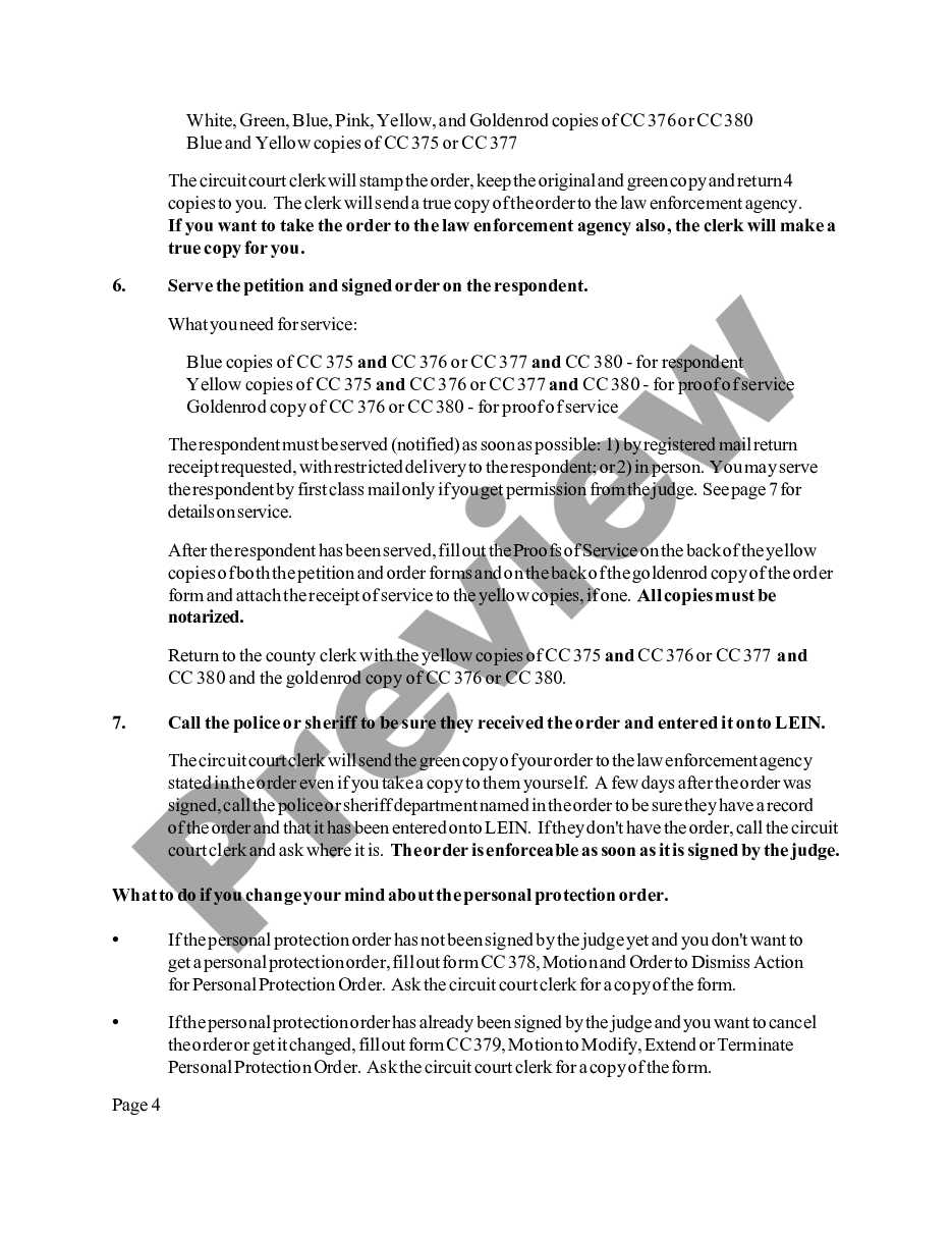 page 3 Instructions for Personal Protection Orders preview